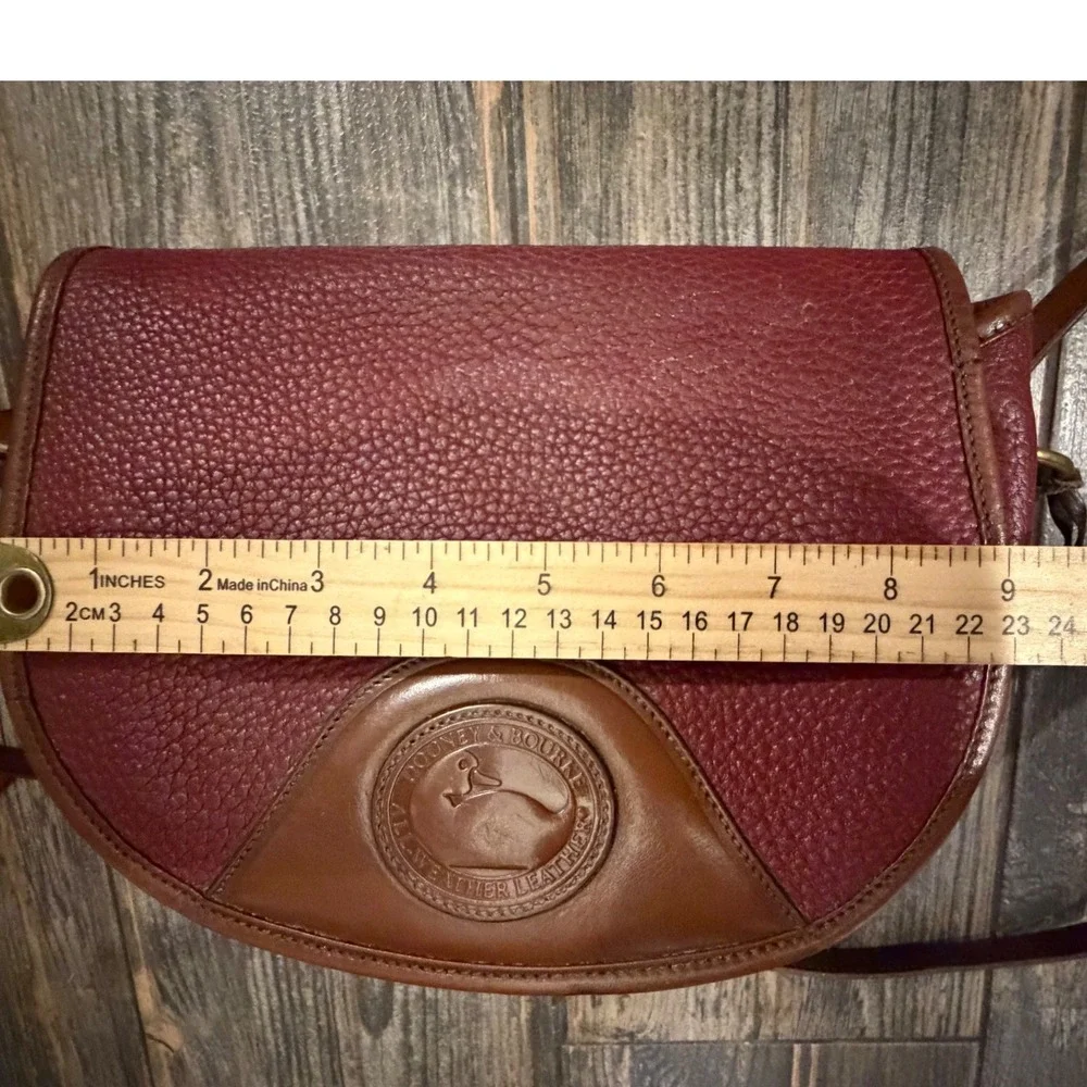 Dooney & Bourke Vintage All Weather Leather Crossbody Saddle Bag Burgundy Purse - Picture 13 of 14
